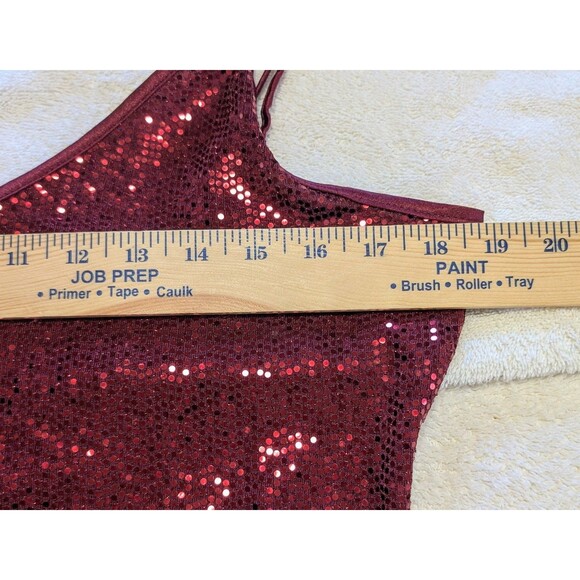 Express XL Burgundy Red Sequin Slip Dress Spaghetti Strap Holiday Party Dress - Picture 6 of 6
